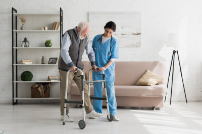 caregiver with senior man